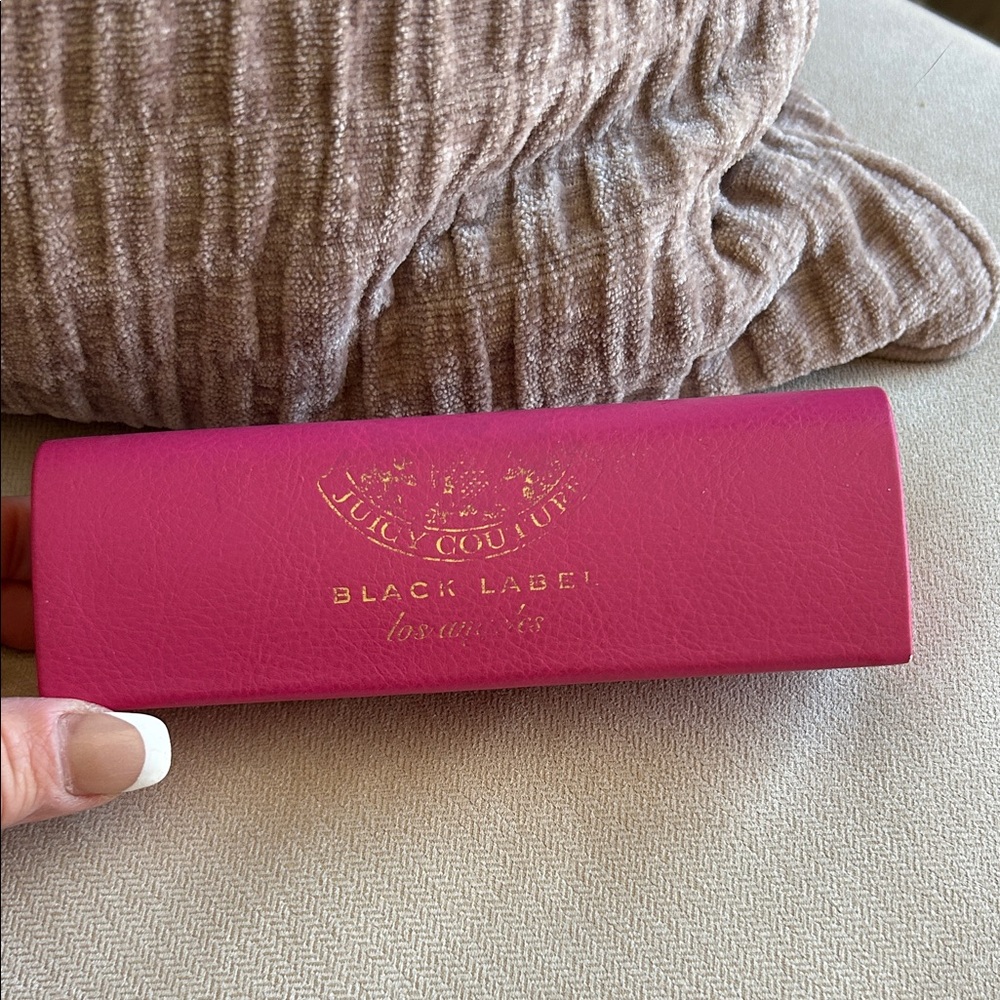 Juicy Couture Black Label Heart Shaped Pink Eye Glass Case Size Small